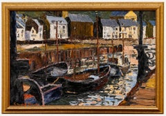 Edward Morris (1919-1996) - Framed 20th Century Oil, Boats in a Harbour