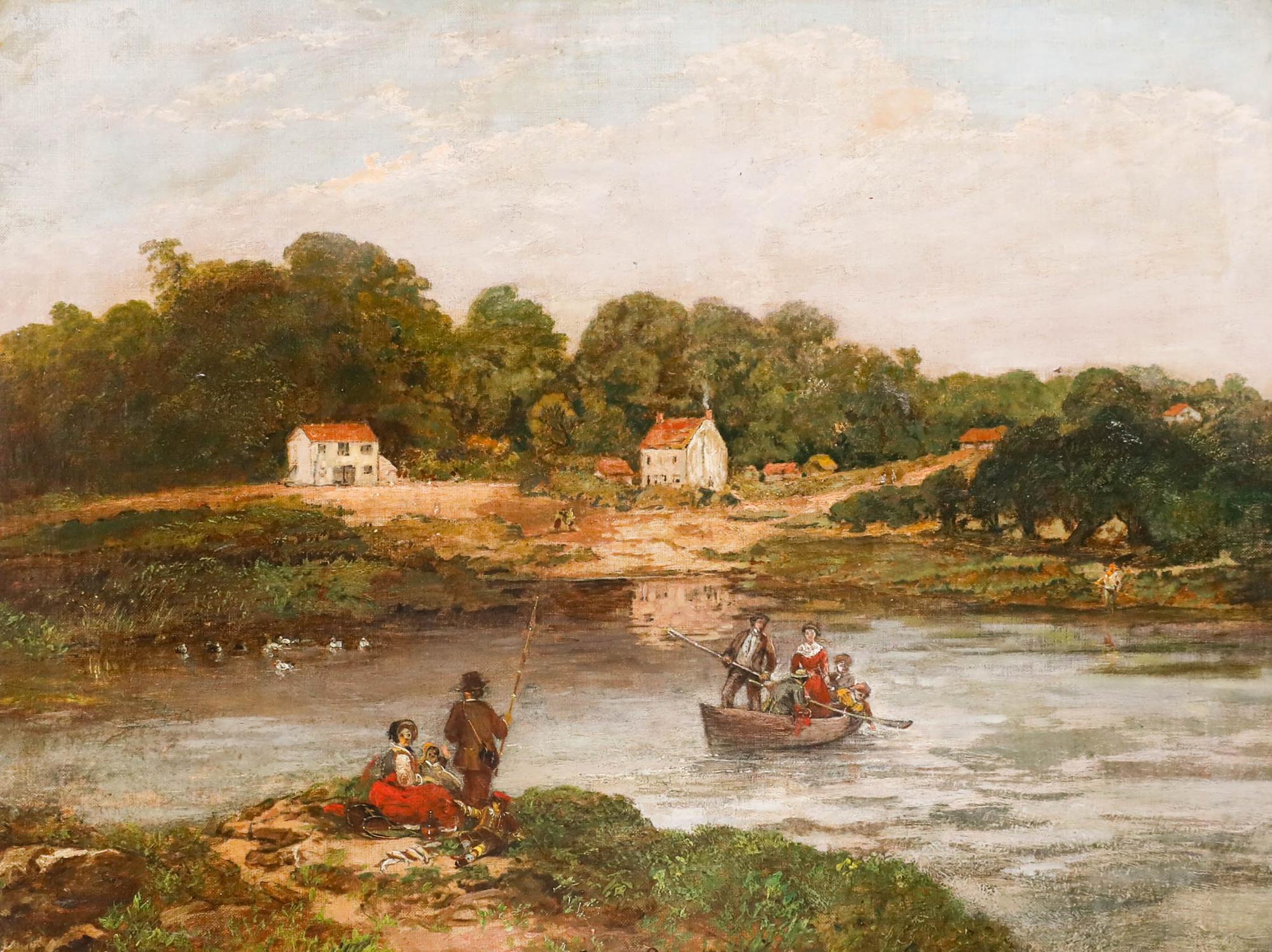 Edward Price (1800-1885) - 1883 Oil, The River Crossing - Painting by Unknown