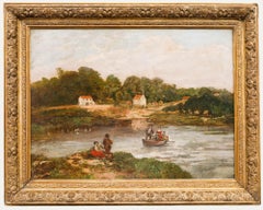 Edward Price (1800-1885) - 1883 Oil, The River Crossing