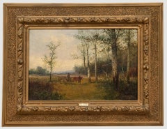 Edward Theodore Paier (1918-2010) - Olio, Cavalli di carro nella radura illuminata dal sole 89