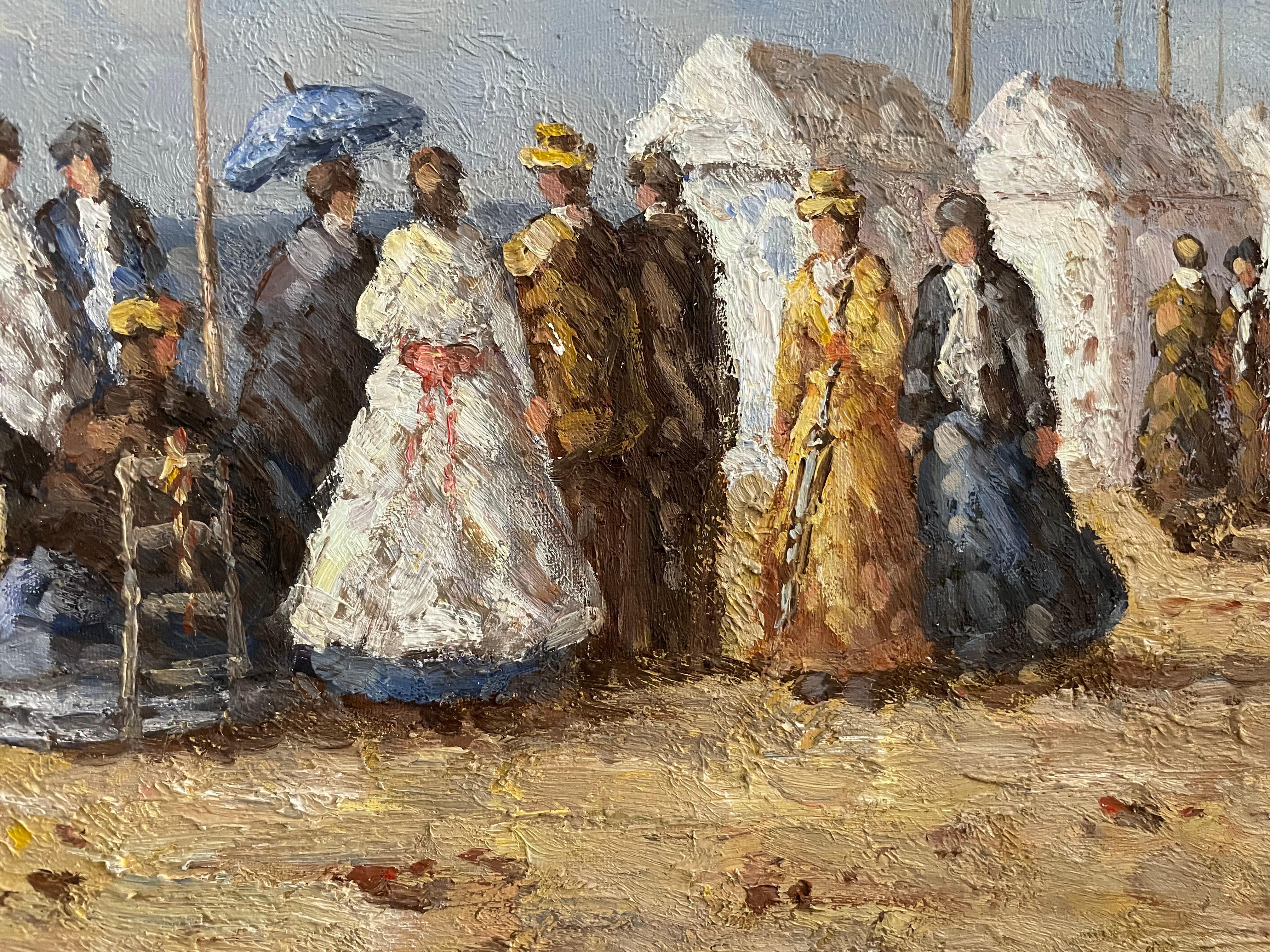 Edwardianische Strandszene, britische/französische Ölgemälde auf Leinwand, frühes 20. Jahrhundert 5