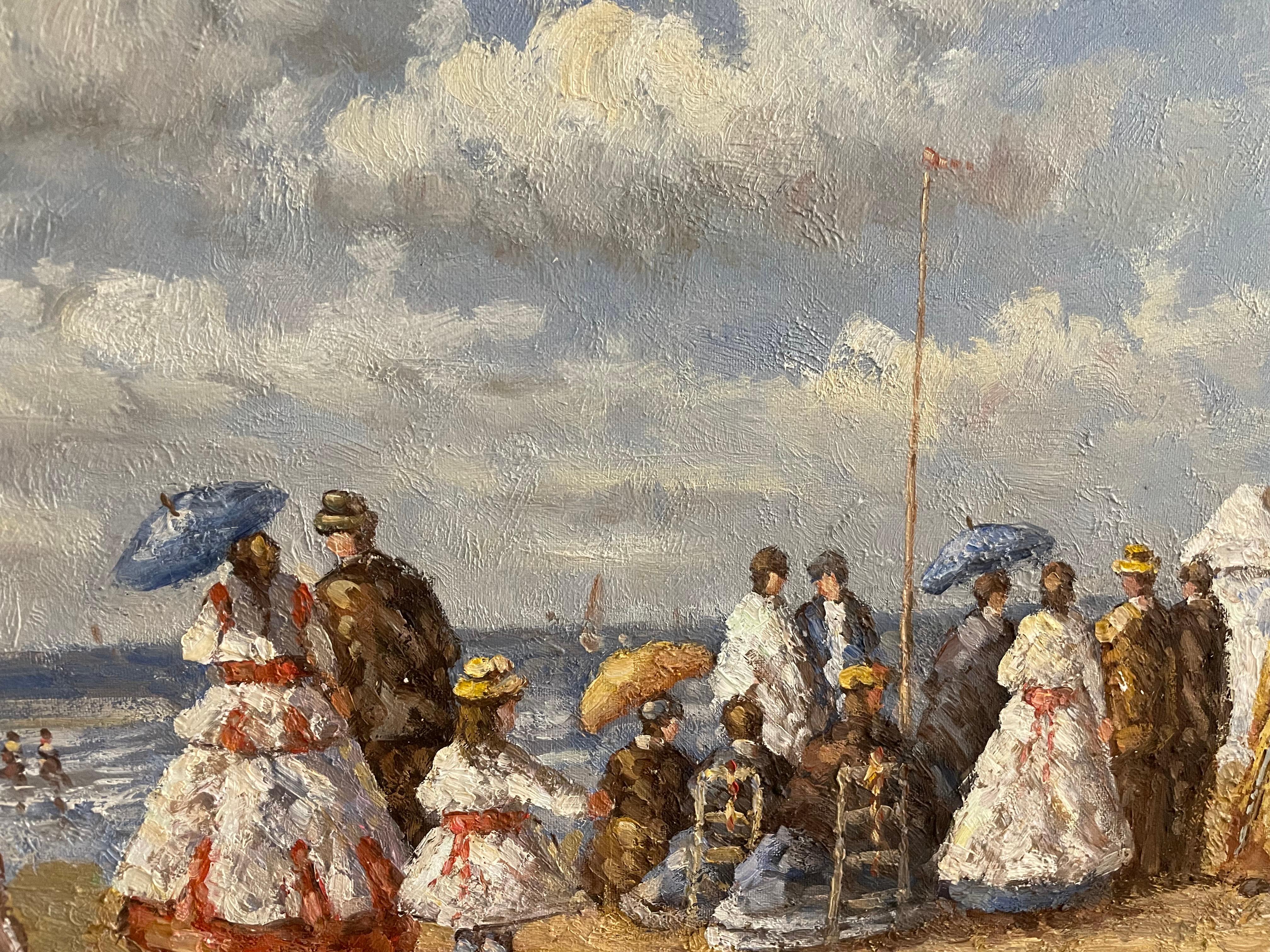 Edwardianische Strandszene, britische/französische Ölgemälde auf Leinwand, frühes 20. Jahrhundert 9
