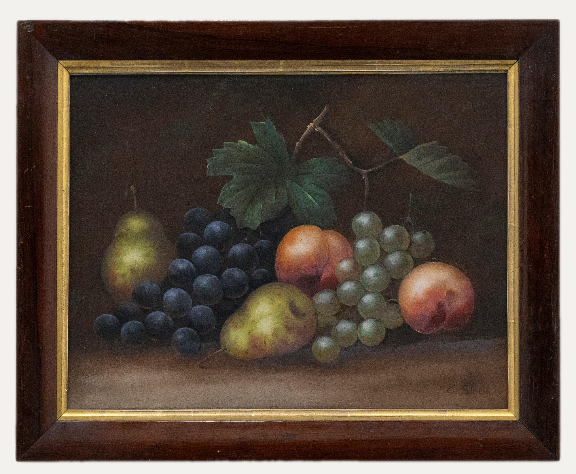 Unknown Still-Life Painting – Edwin Steele (1839-1919) – Ölgemälde, Stillleben mit Früchten, spätes 19. Jahrhundert