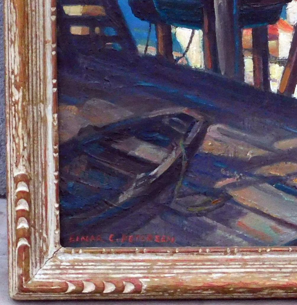 Einar Petersen Monterrey Harbor Oil on Canvas, Circa 1930's For Sale 1