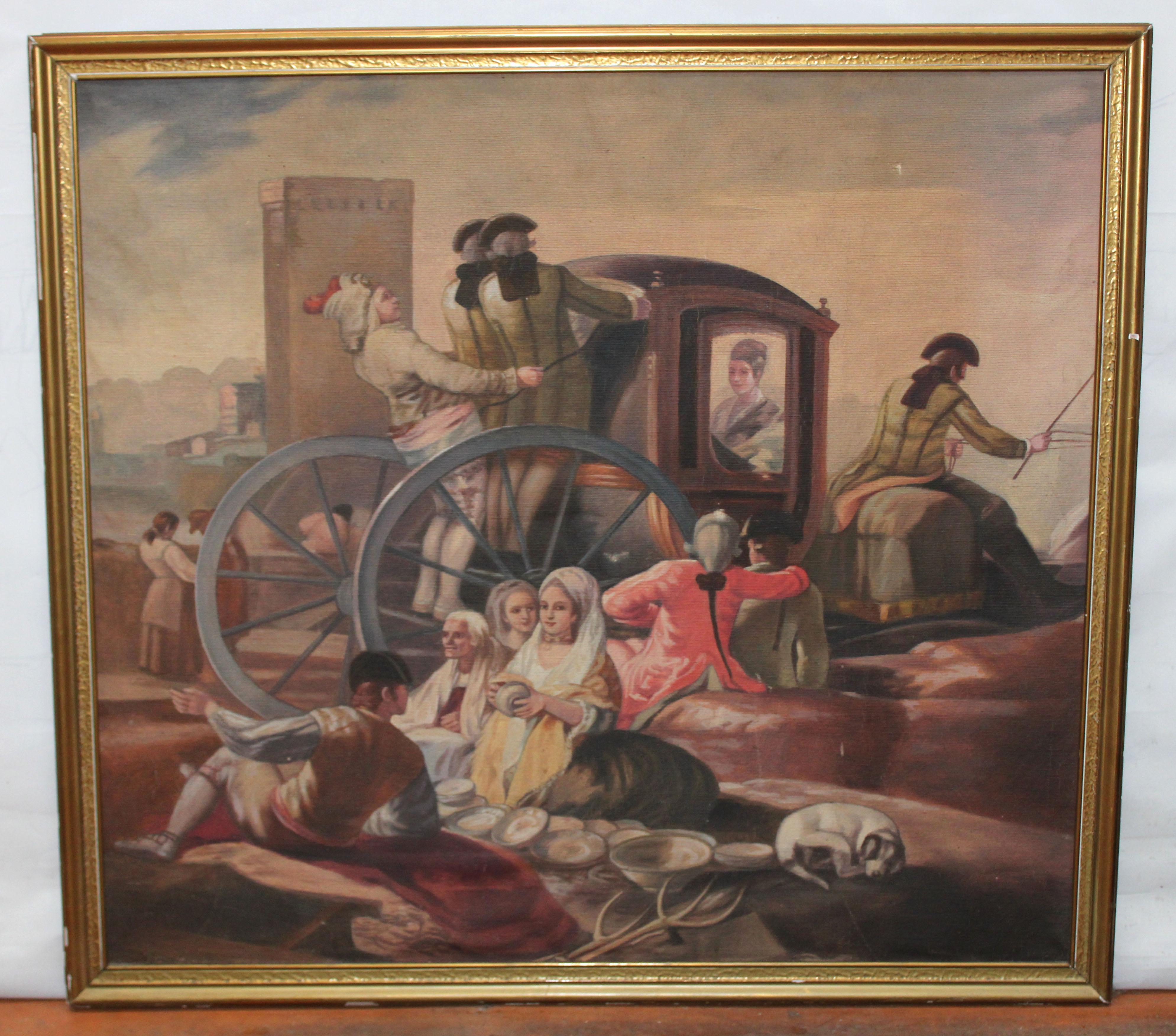 El cacharrero (Según Francisco de Goya) - Tapiz pintado a mano - Painting by Unknown