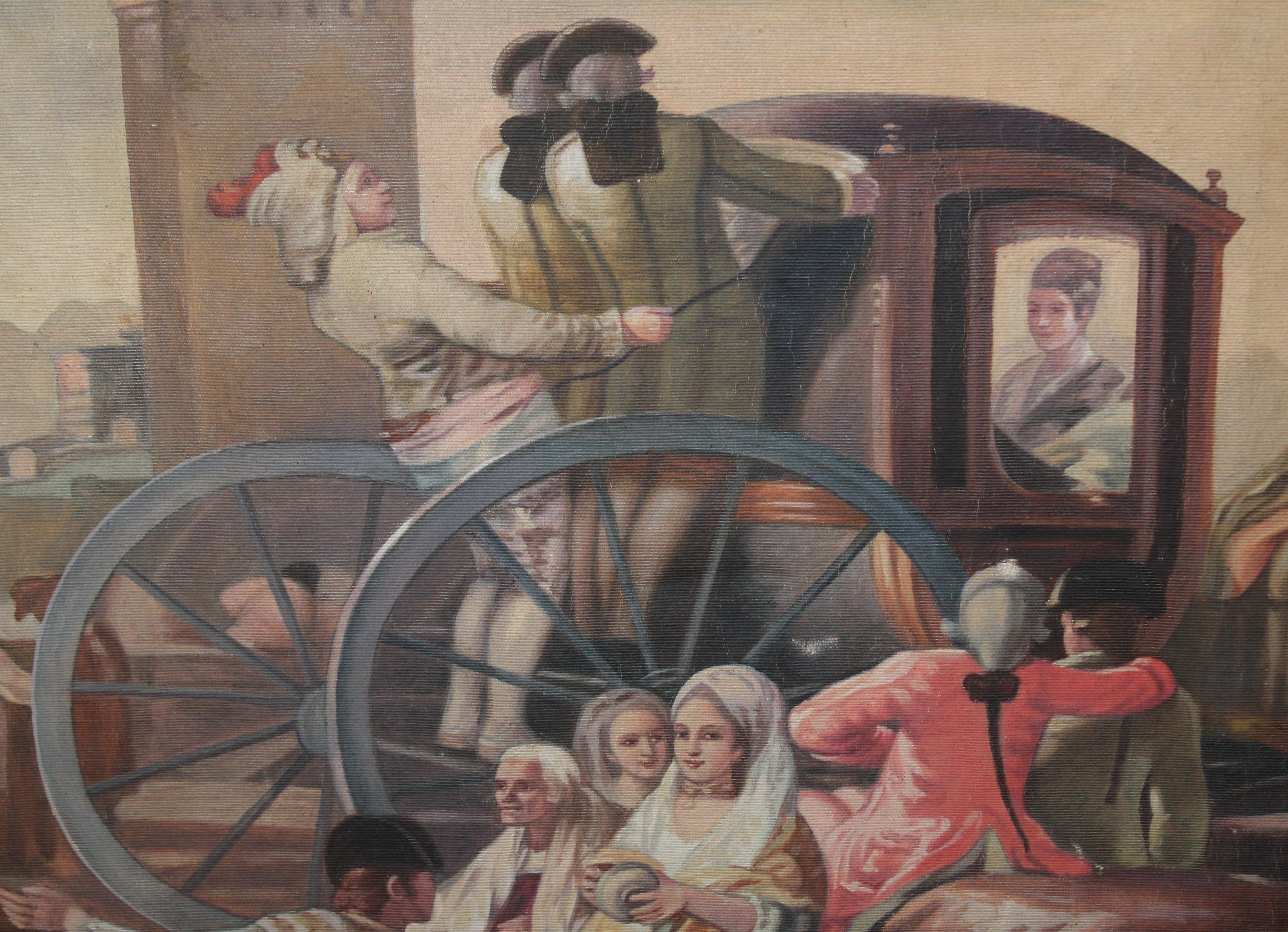 El cacharrero (Según Francisco de Goya) - Tapiz pintado a mano - Old Masters Painting by Unknown