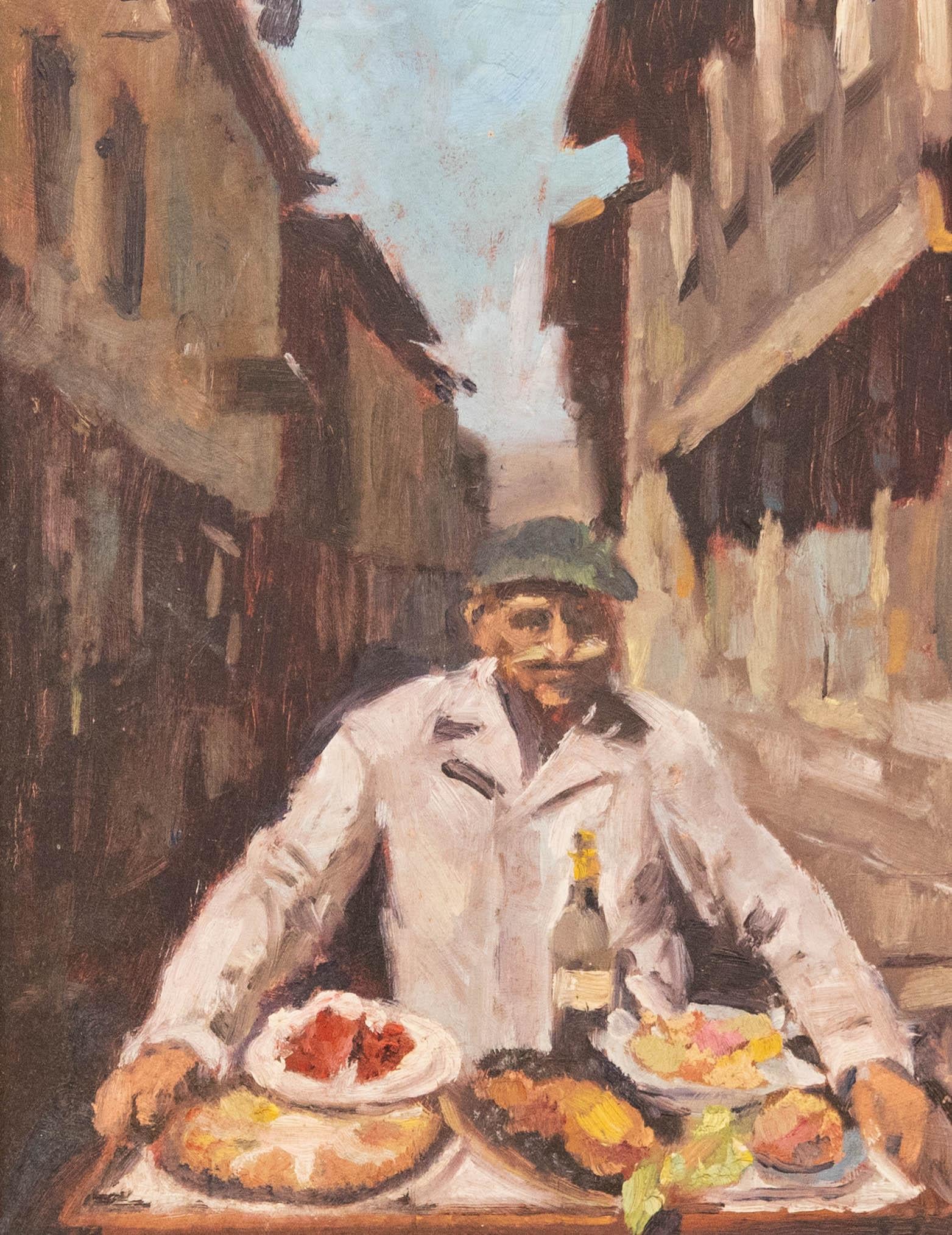 Elaine Blamey - Framed Early 20th Century Oil, Food Cometh - Painting by Unknown