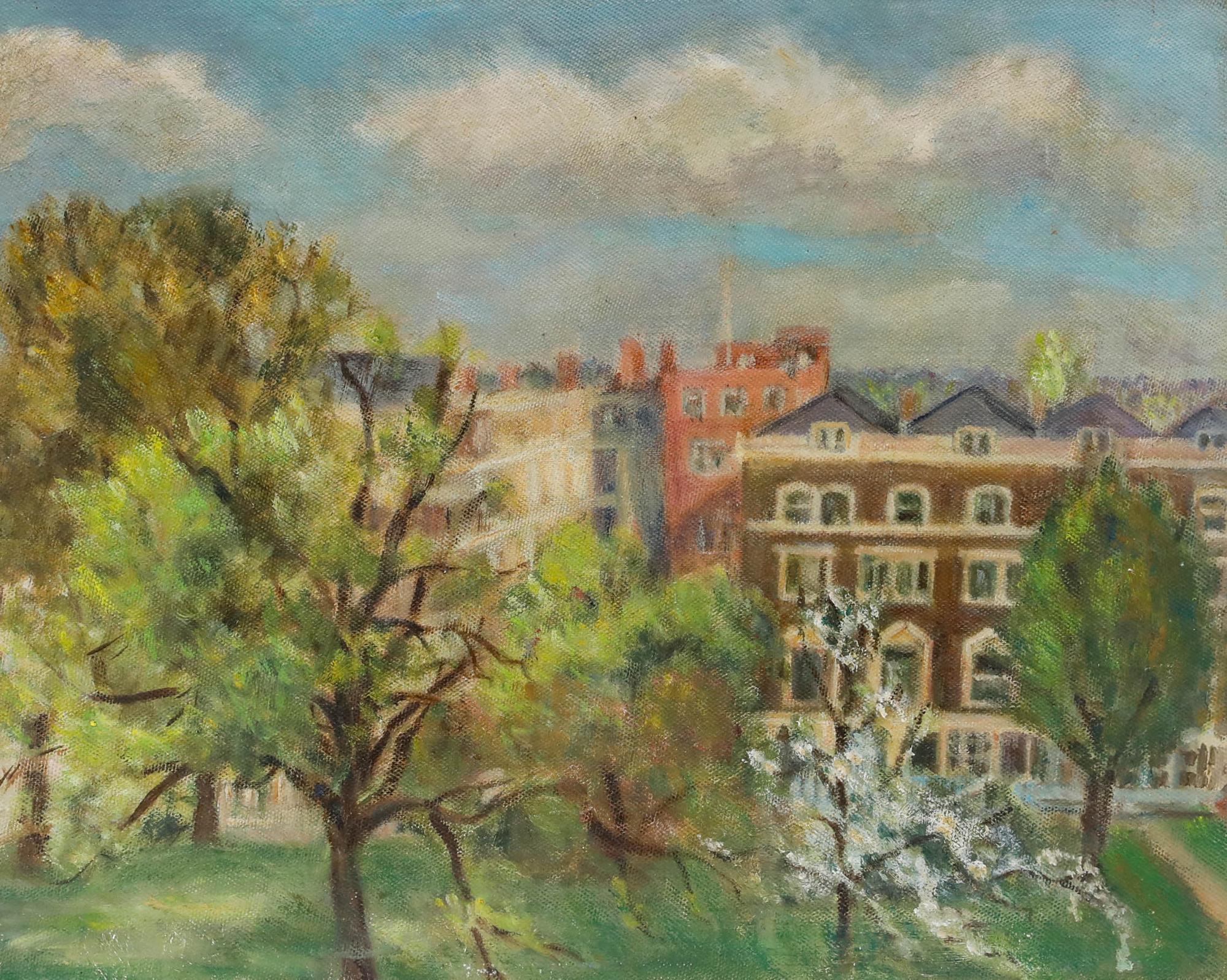 Elaine Blamey - Mid 20th Century Oil, Onslow Gardens Looking South - Painting by Unknown