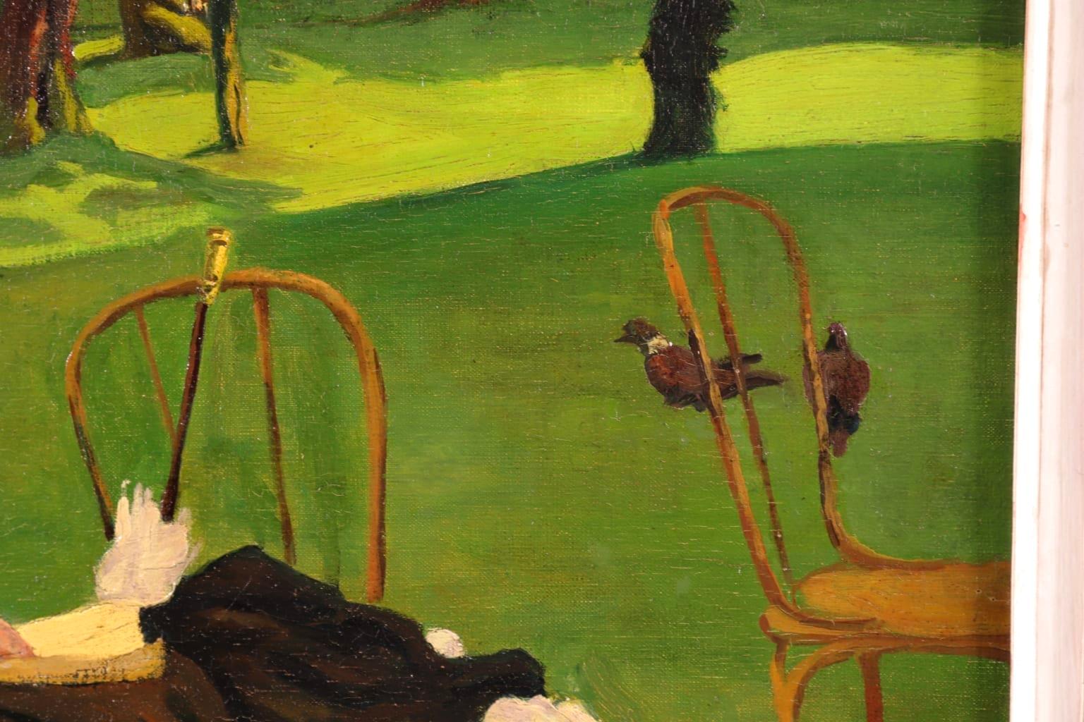 Elegante au Parc – Französische impressionistische Schule des Impressionismus, Figur in Landschaft  4
