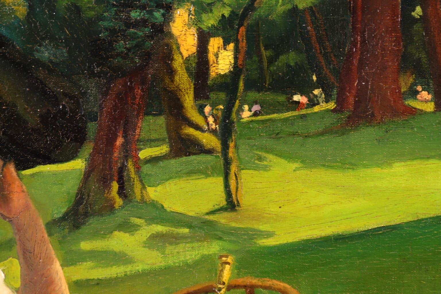 Élégante au Parc, école impressionniste française, figure dans le paysage  4