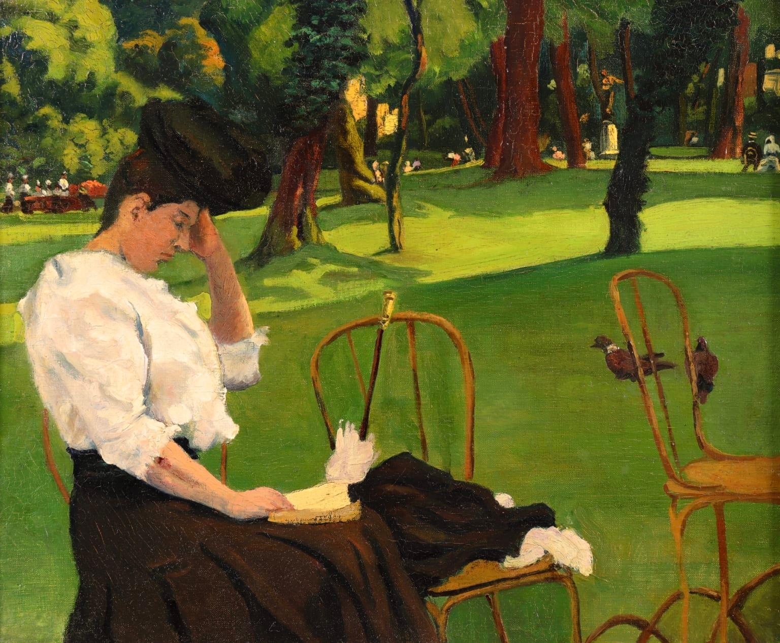 Elegante au Parc - French Impressionist School, Figure in Landscape 