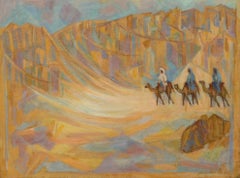 Eleonore Reinhold (1905-1984) - 20th Century Oil, Moroccan Landscape Camel Train