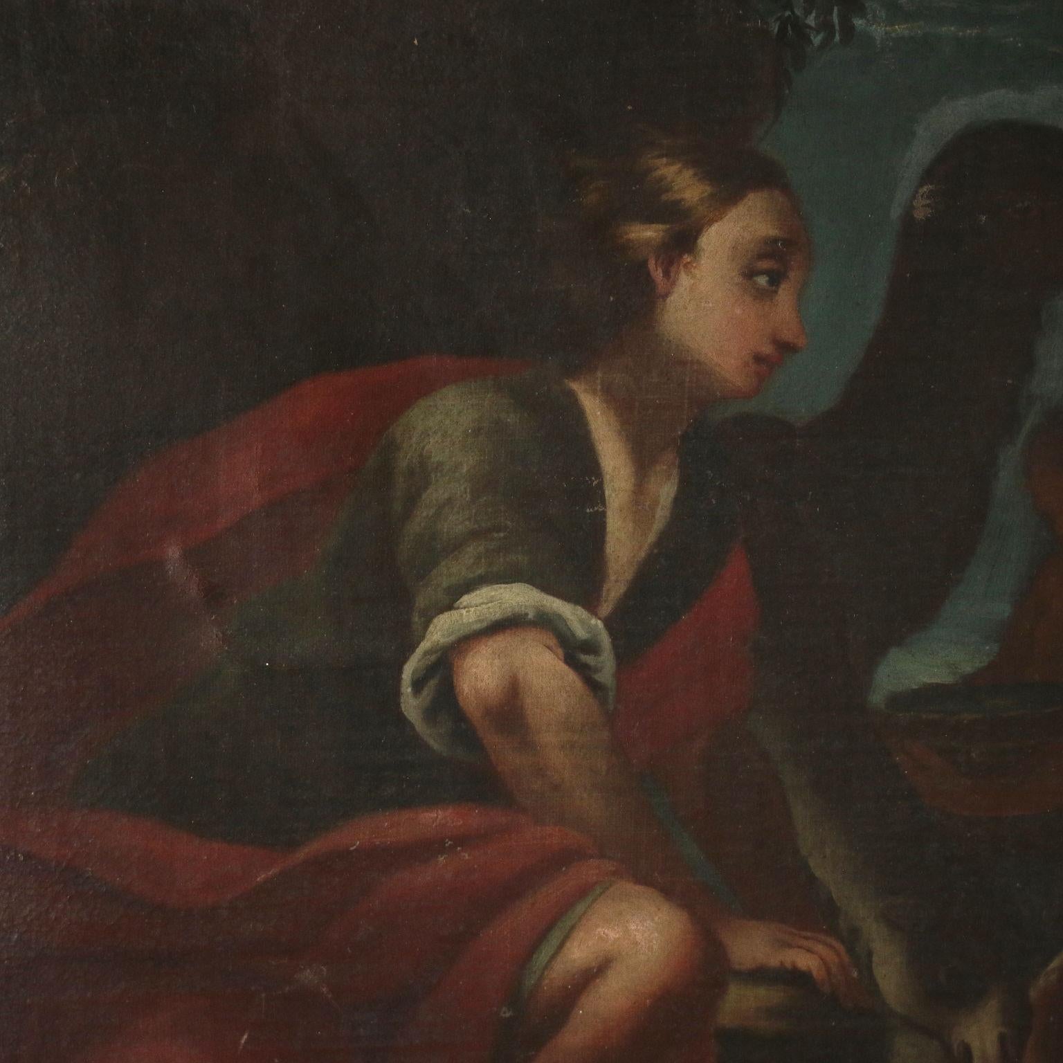 Eliezer and Rebecca at the Well Painting 18th Century - Black Figurative Painting by Unknown