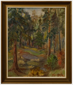 Elisabeth Edberg - Scandinavian Mid 20th Century Oil, A Woodland Stream
