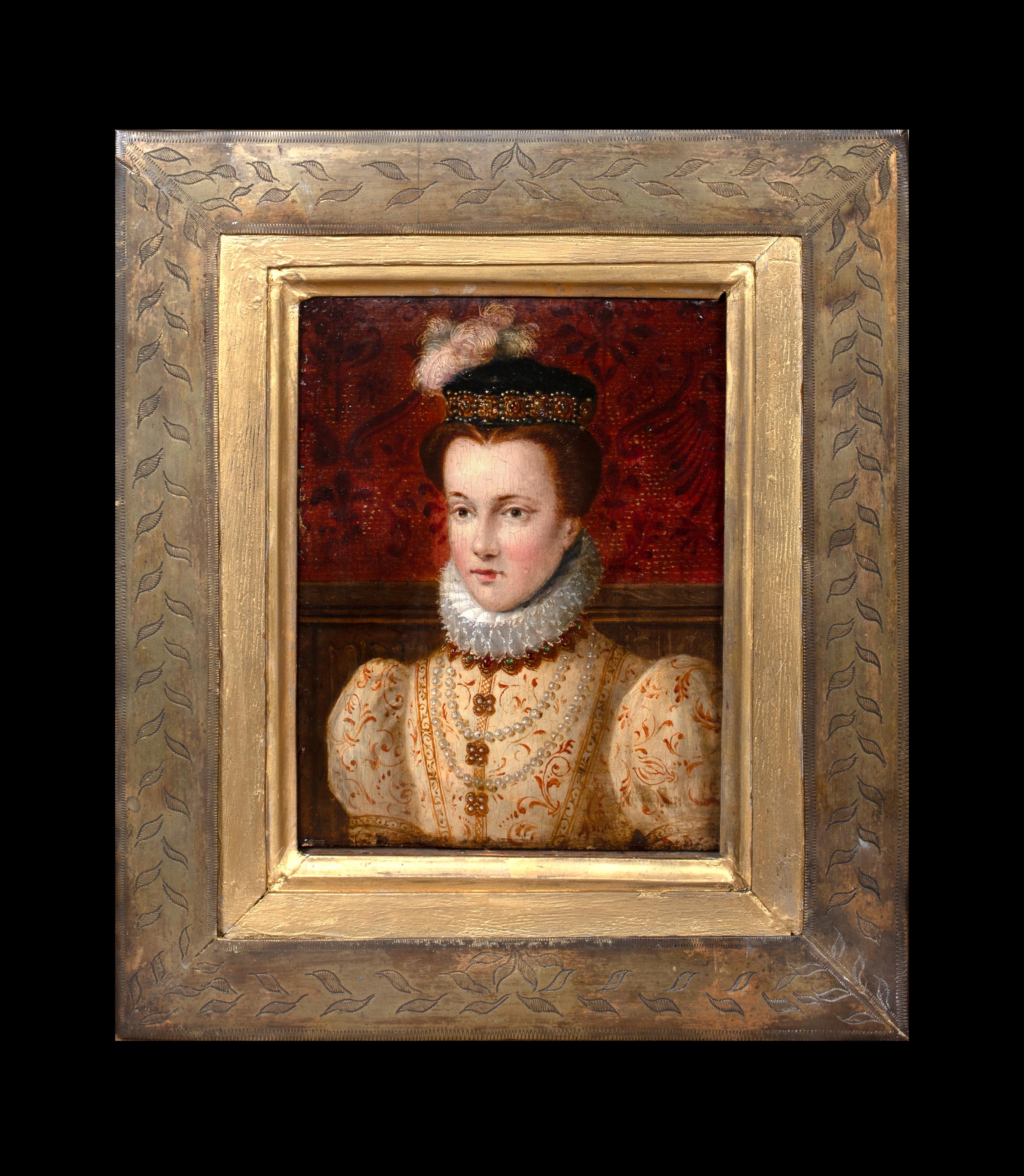 Elisabeth Of Austria, Queen Of France (1554-1592), 16th Century  Francois Clouet - Painting de Unknown