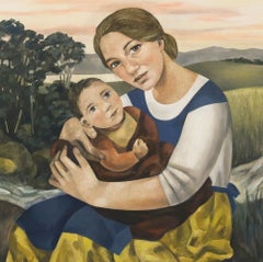 Elizabeth Ridgway (nata nel 1964) - Olio contemporaneo incorniciato, Mother & Child