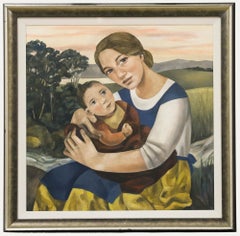 Elizabeth Ridgway (nata nel 1964) - Olio contemporaneo incorniciato, Mother & Child