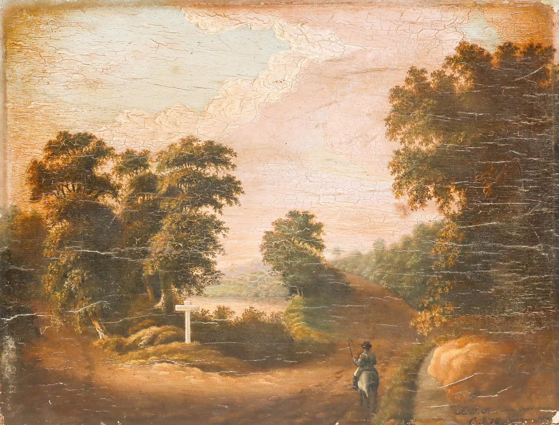 Elly van Oostrom - For Restoration 19th Century Oil, A Fork in the Path - Painting by Unknown