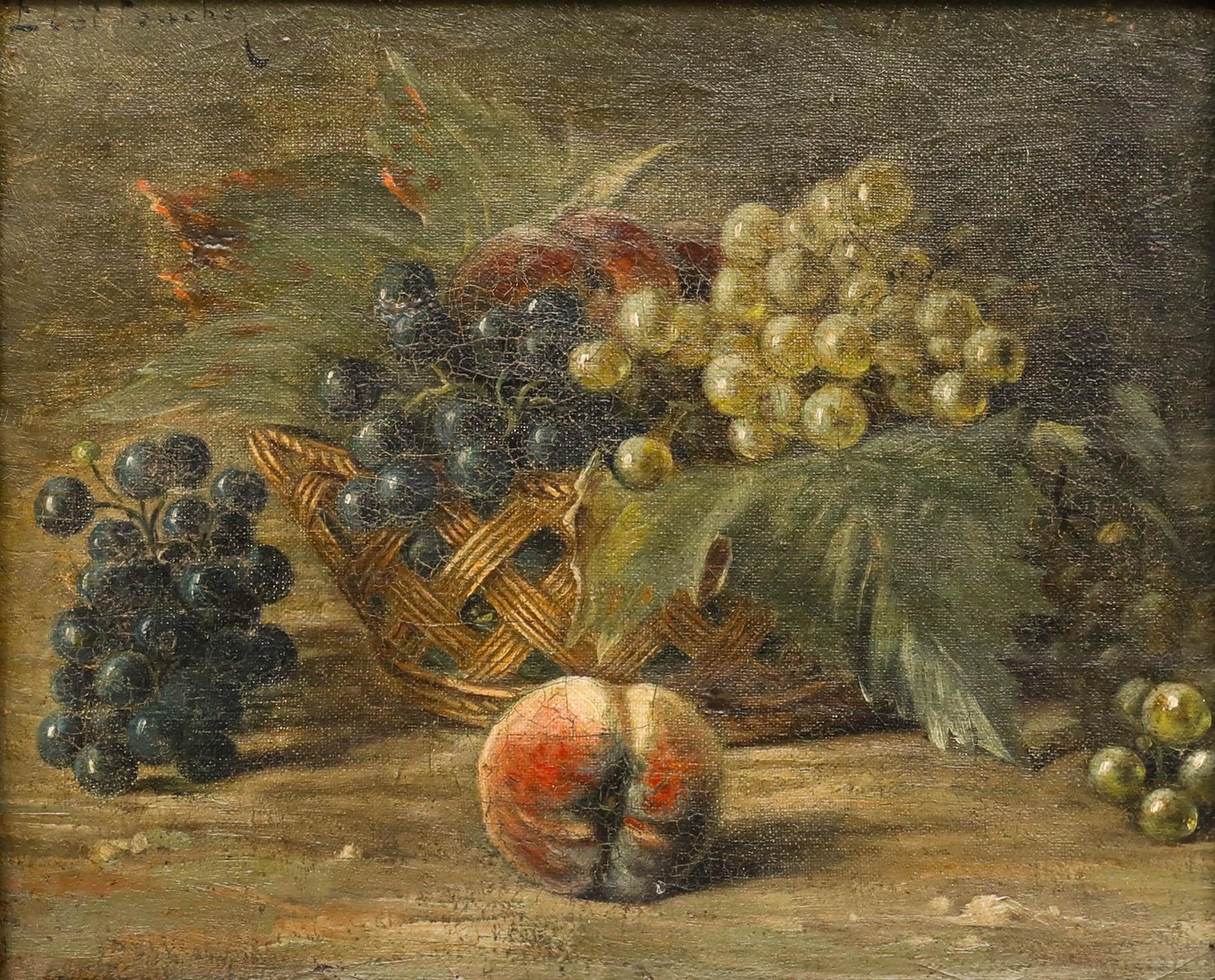 Eloi Fouche (1854-1918) - Framed Late 19th Century Oil, Still Life with Peaches - Painting by Unknown