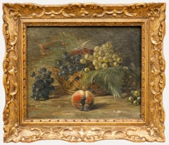 Eloi Fouche (1854-1918) - Framed Late 19th Century Oil, Still Life with Peaches