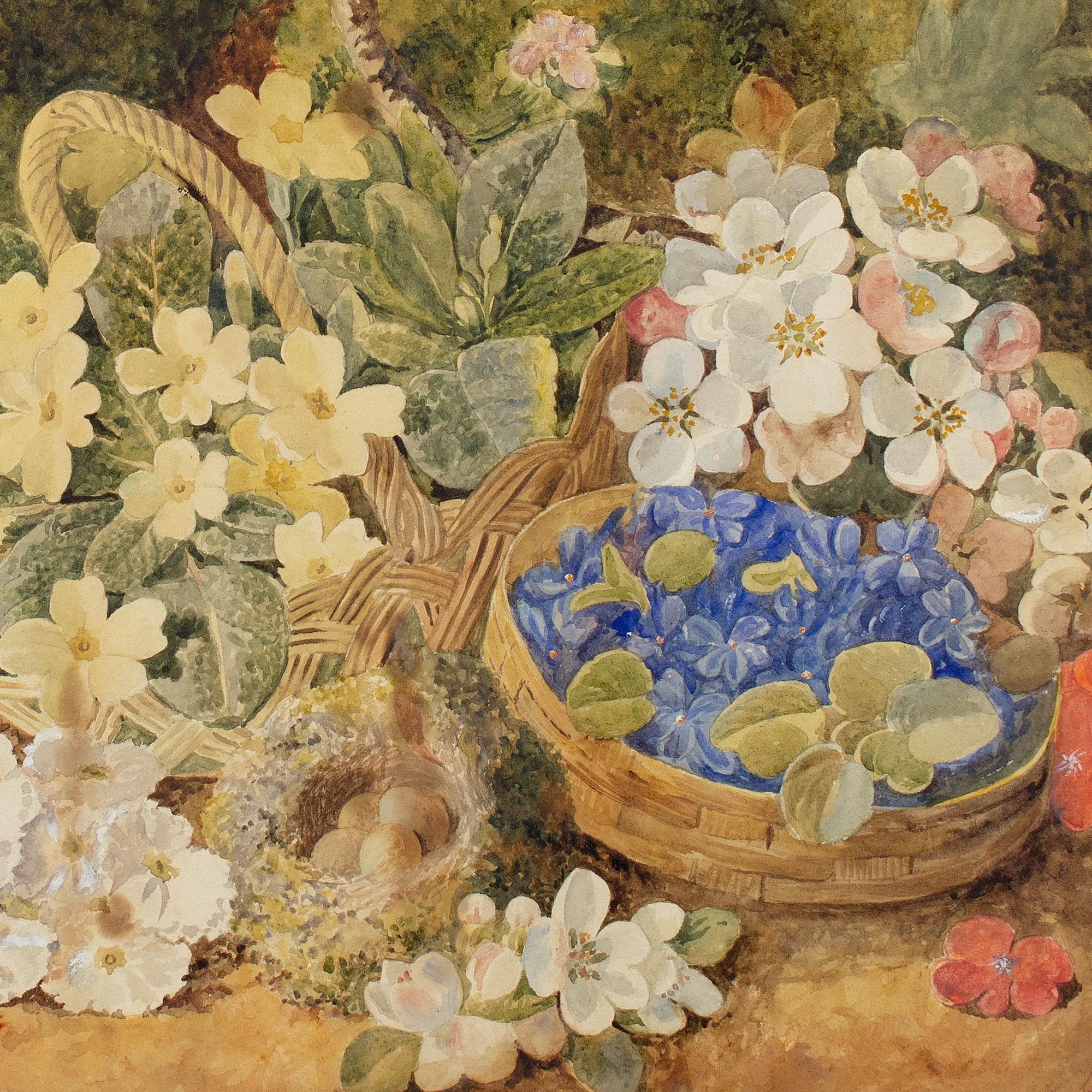Eloise Harriet Stannard (Follower), Nature morte avec nid d'oiseau et fleur en vente 1
