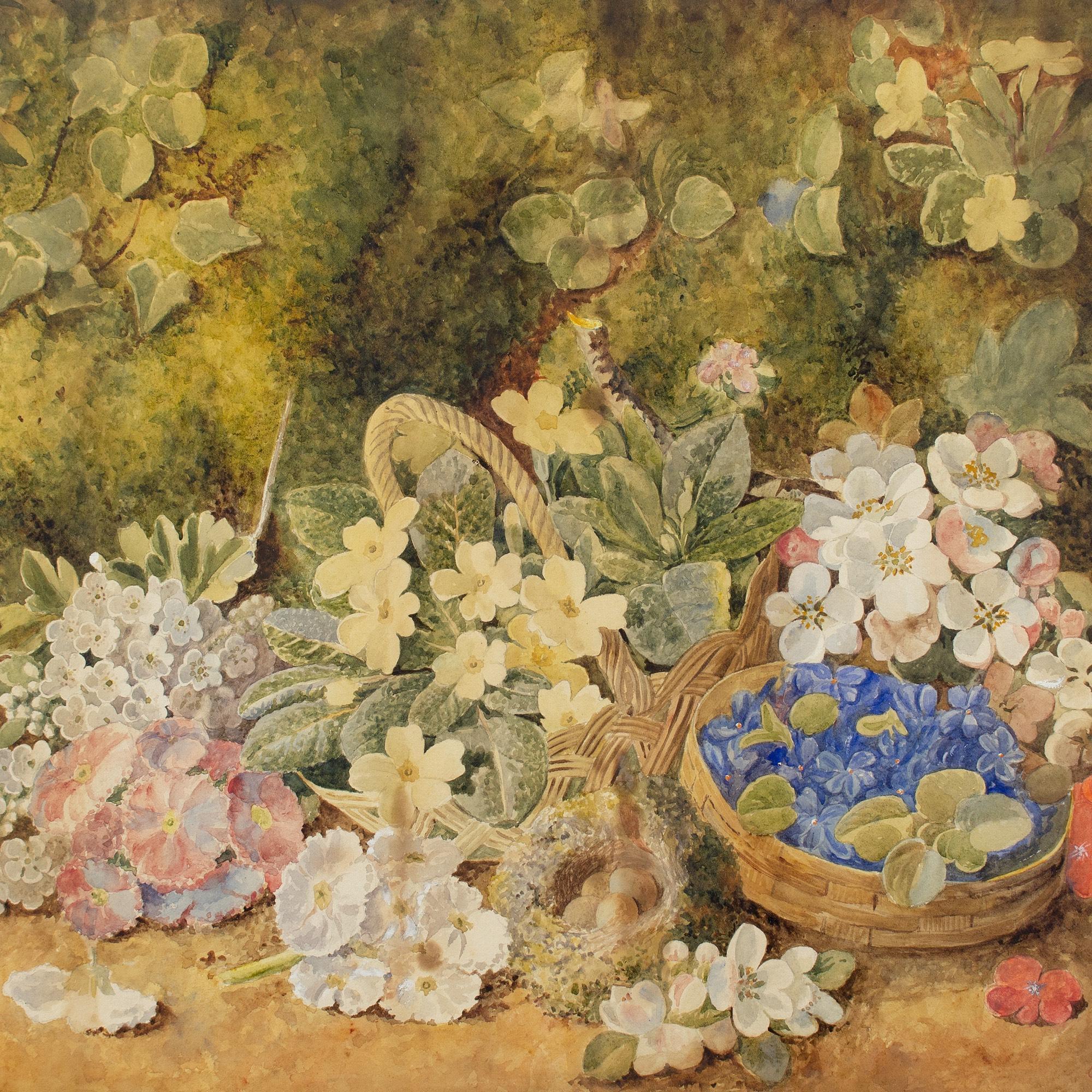 Eloise Harriet Stannard (Follower), Nature morte avec nid d'oiseau et fleur en vente 3