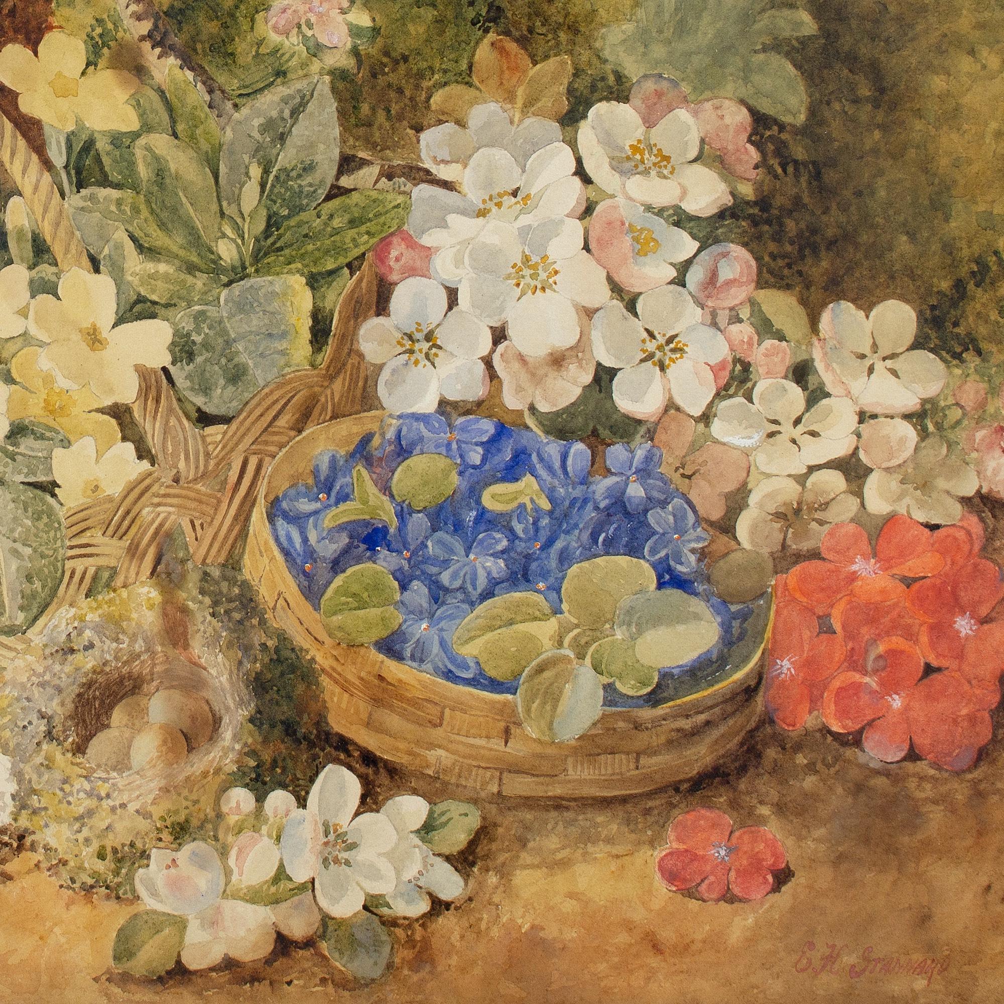 Eloise Harriet Stannard (Follower), Nature morte avec nid d'oiseau et fleur en vente 4
