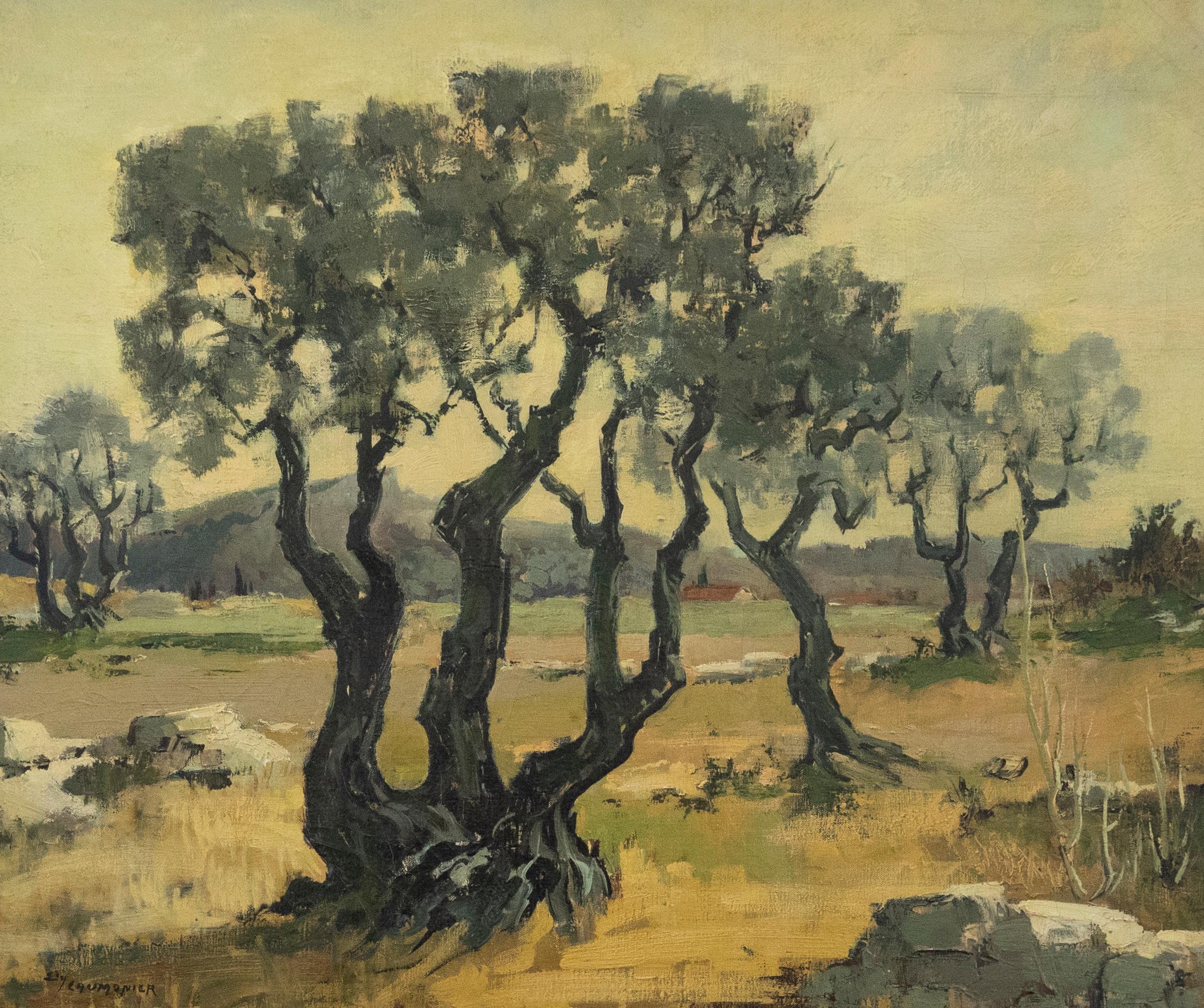 Ely Laumonier (n.1895) - 1960 Óleo, Campo de Grasse - Painting de Unknown