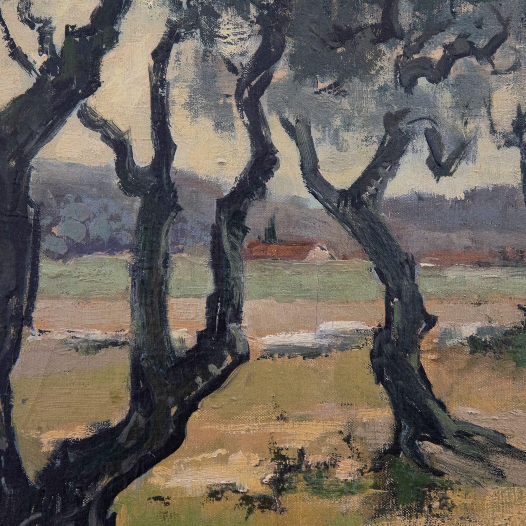 Ely Laumonier (n.1895) - 1960 Óleo, Campo de Grasse 1