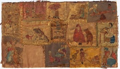 Antique Embroidered Silk Folk Art Depicting Black Child, Red Riding Hood  18th Century
