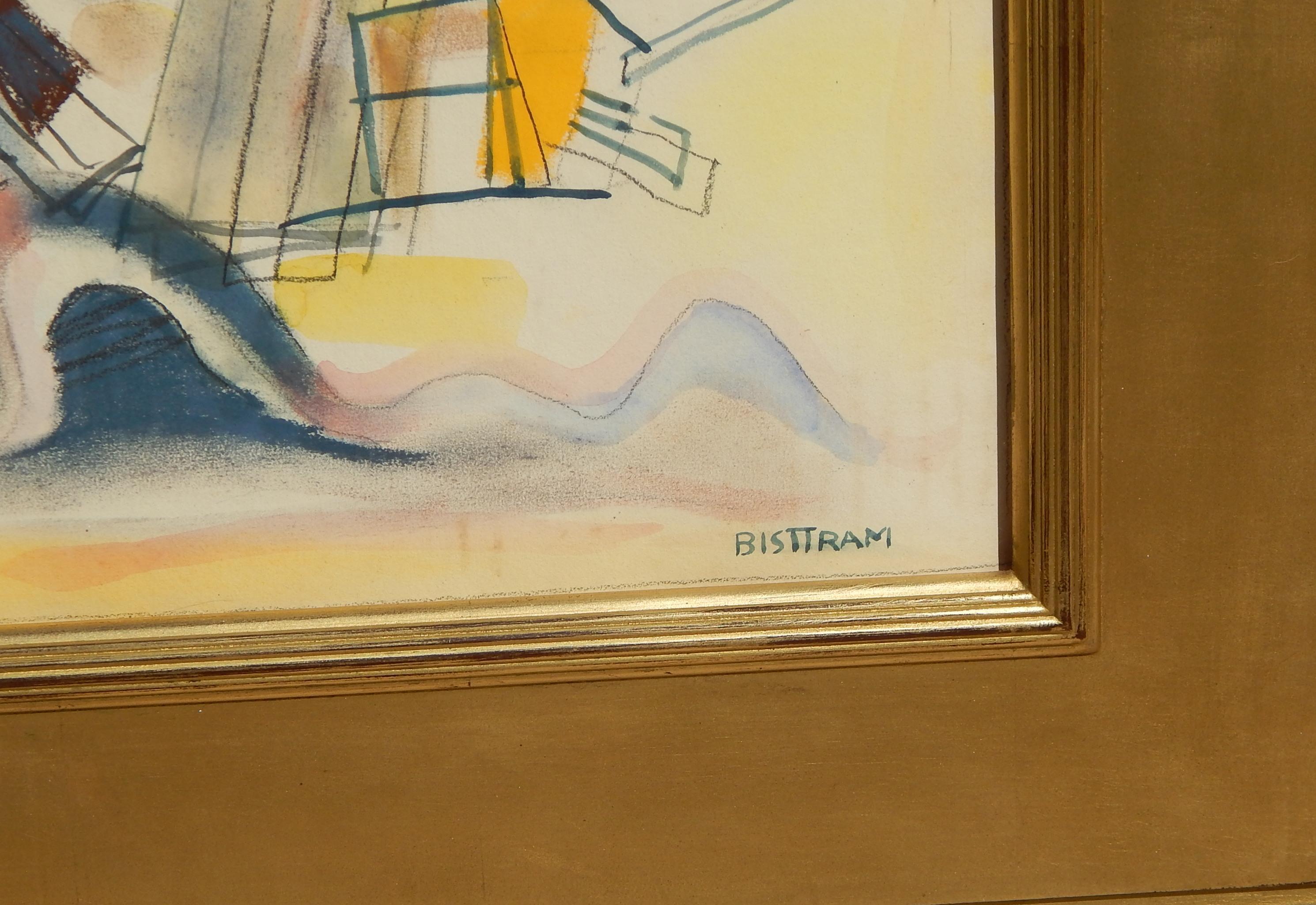 Emil Bisttram Taos Schule, Transzendentaler Maler, Abstraktes Aquarell (Braun), Abstract Painting, von Unknown
