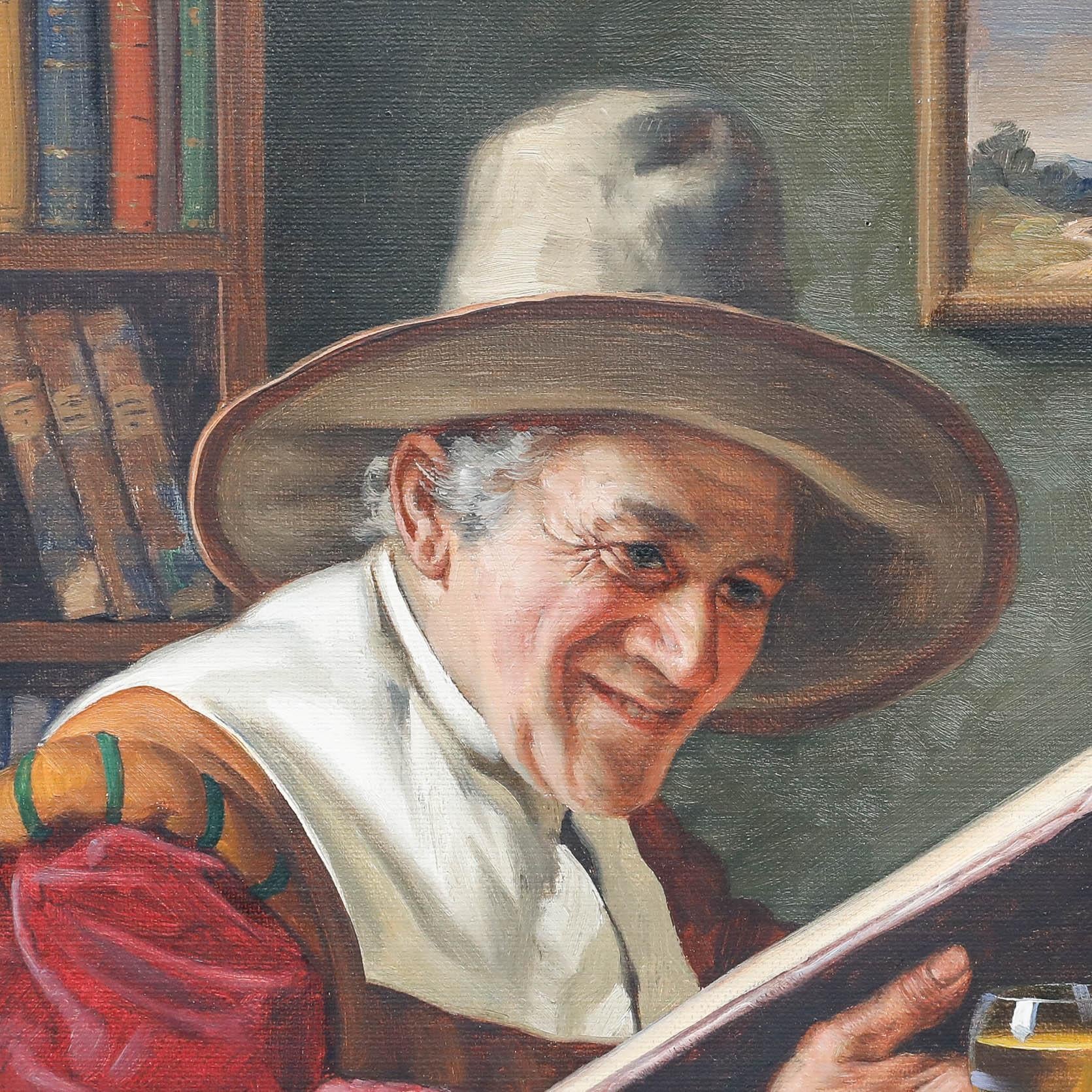 Emil Kuhlmann-Reher (1886-1957) - Olio tedesco della metà del XX secolo, Uomo con libro in vendita 1