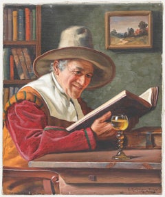 Emil Kuhlmann-Reher (1886-1957) - Olio tedesco della metà del XX secolo, Uomo con libro