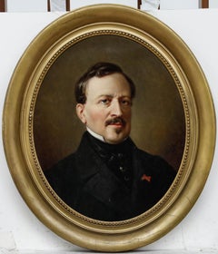 Emile Charles H. Lecomte-Vernet (1821-1900) - Fine 1860 Oil, A Refined Gentleman