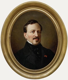 Emile Charles H. Lecomte-Vernet (1821-1900) - Fine 1860 Oil, A Refined Gentleman