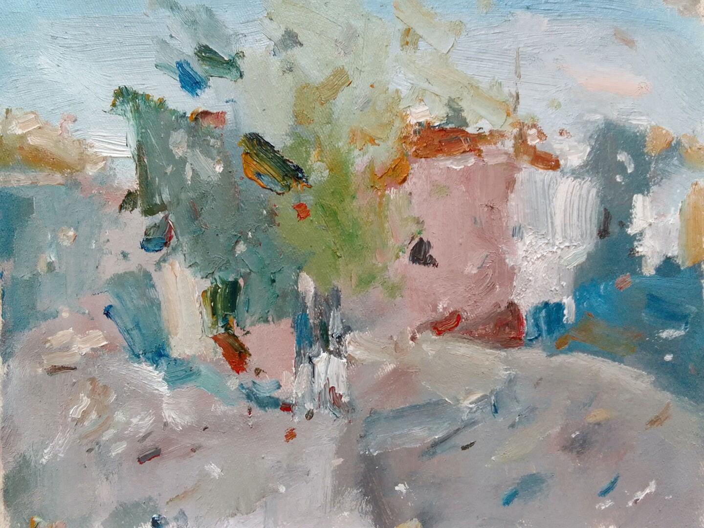 Unknown Abstract Painting - Emotions under the tree - Oil Painting by Dilshod Khudayorov, 2021