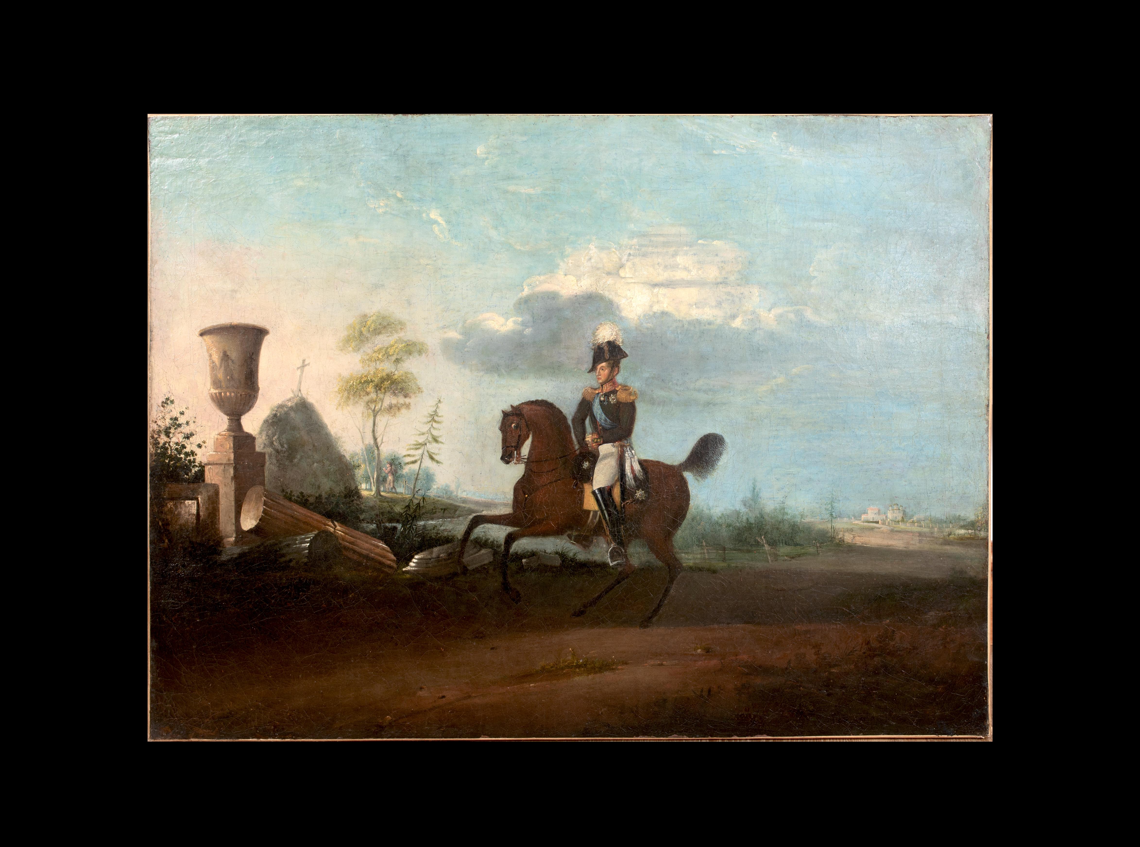 Emperor Nicholas I. von Russland zu Pferd, 19. Jahrhundert – Painting von Unknown
