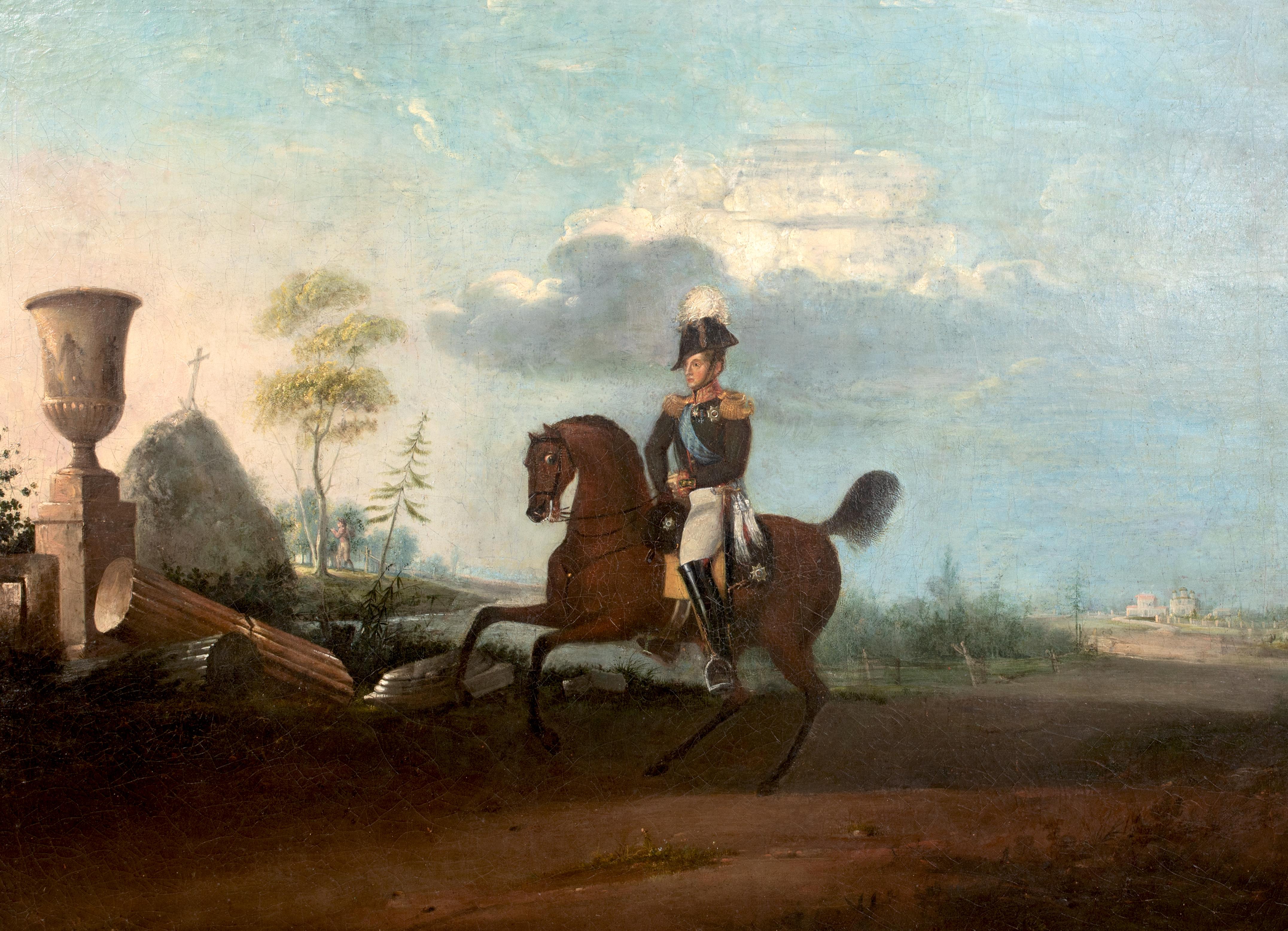 Emperor Nicholas I. von Russland zu Pferd, 19. Jahrhundert (Grau), Portrait Painting, von Unknown