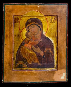 Encaustic Icon Featuring Madonna and Child