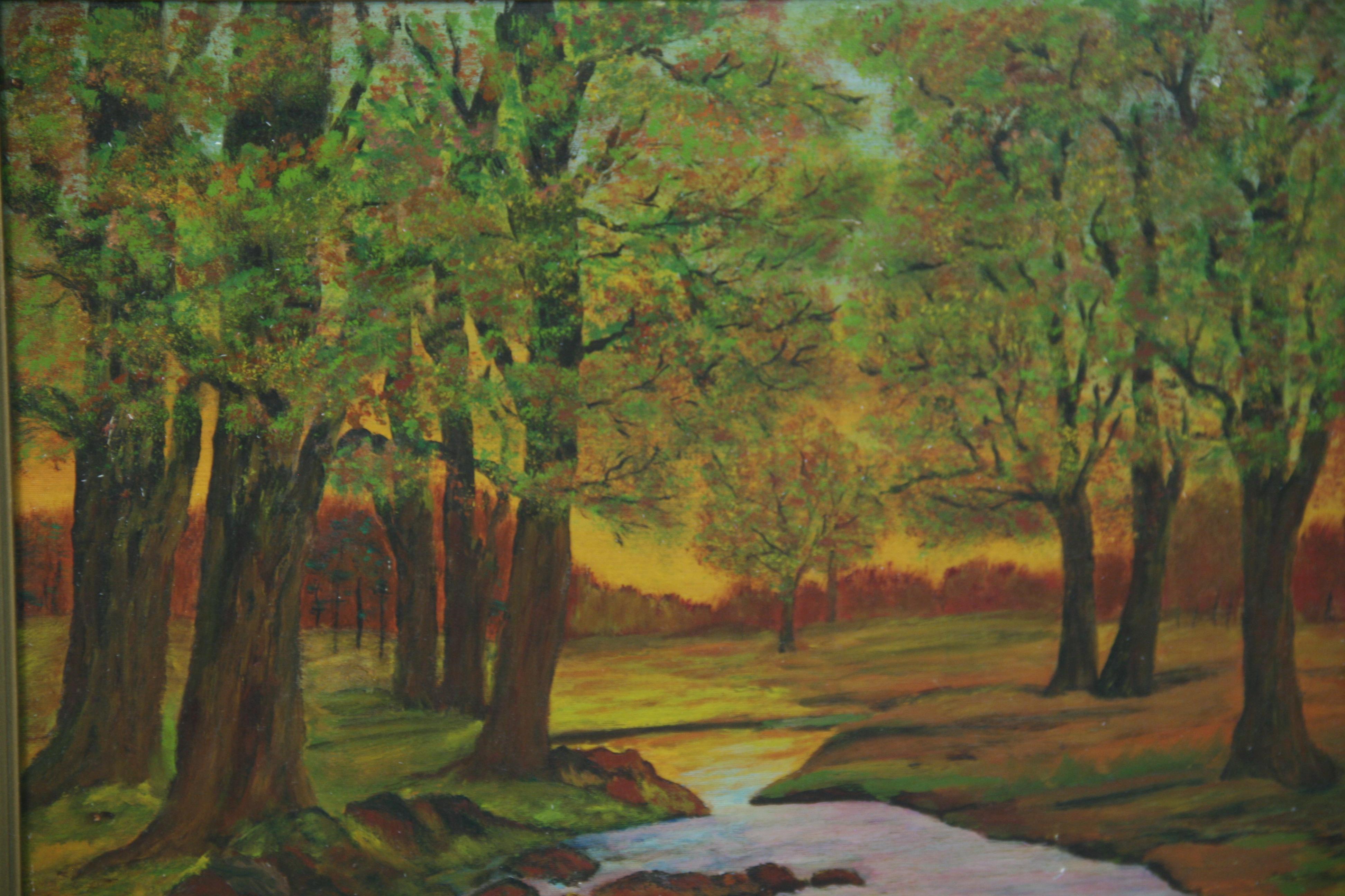 Waldlandschaft am Ende des Sommers (Braun), Landscape Painting, von Unknown