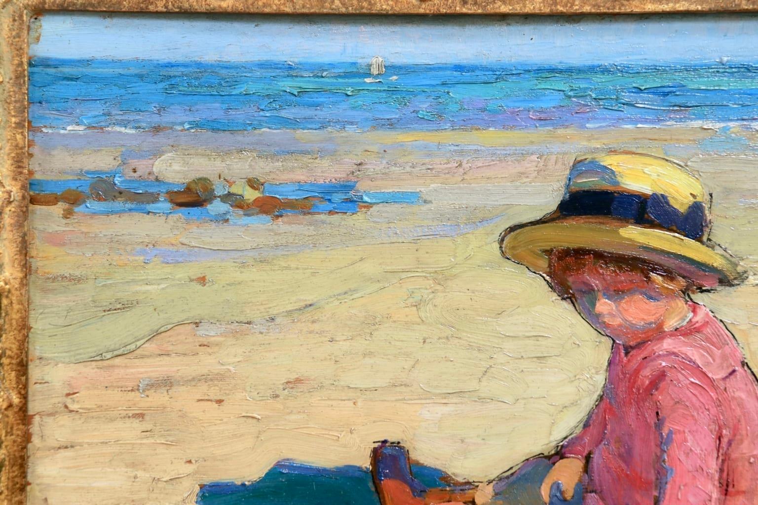 Enfant sur la Plage - French Impressionist School, Child in Coastal Landscape  1