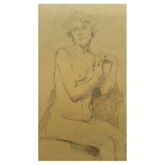Esquisse de portrait ancien d'une femme assise "avec image supplémentaire".