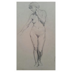 Esquisse de portrait ancien d'une femme debout