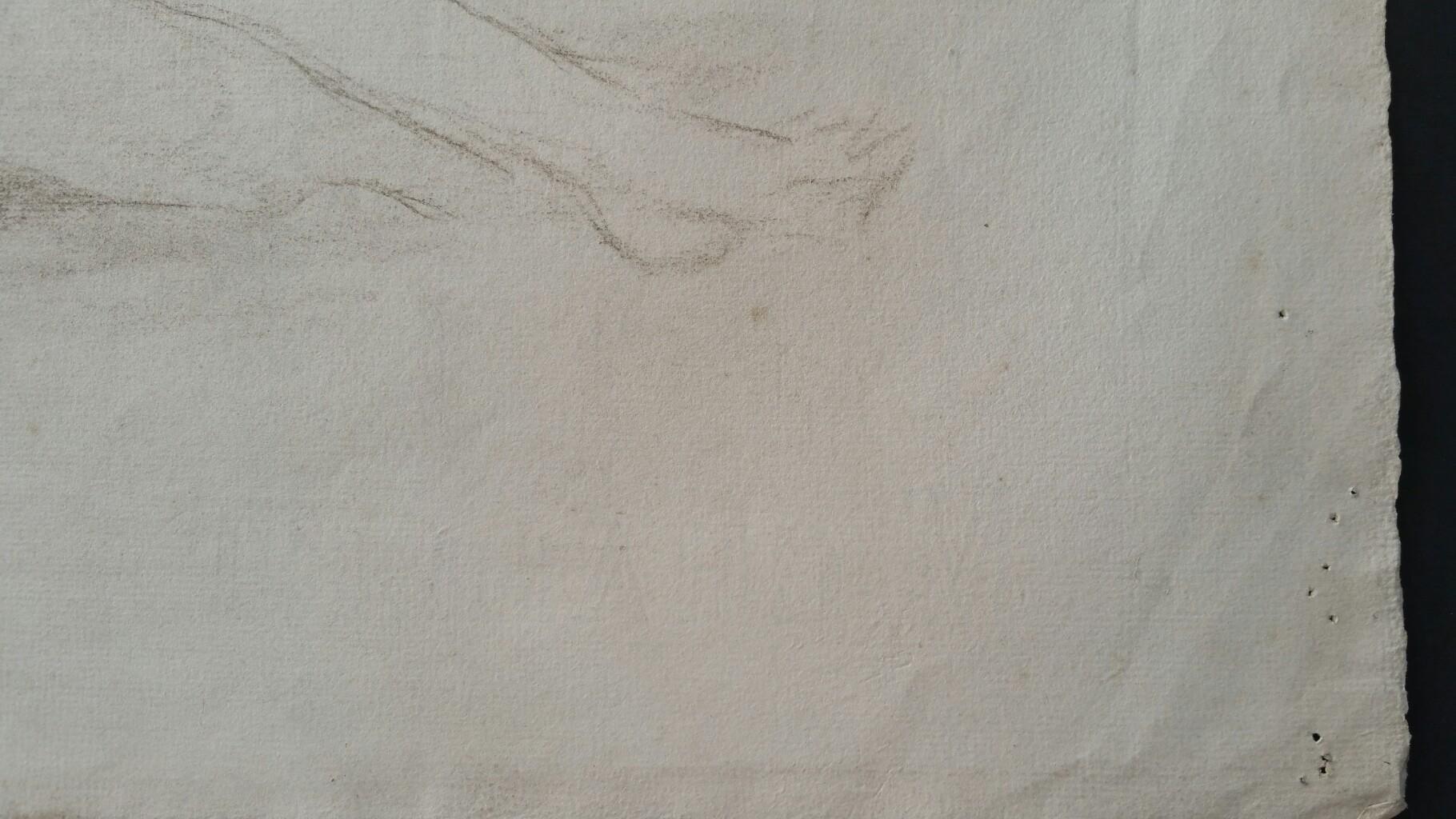 Esquisse de portrait ancien d'une femme nue couchée, 