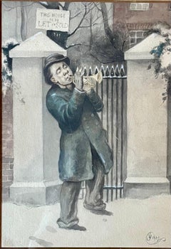 English Caricature Watercolour Painting, Victorian, 1902