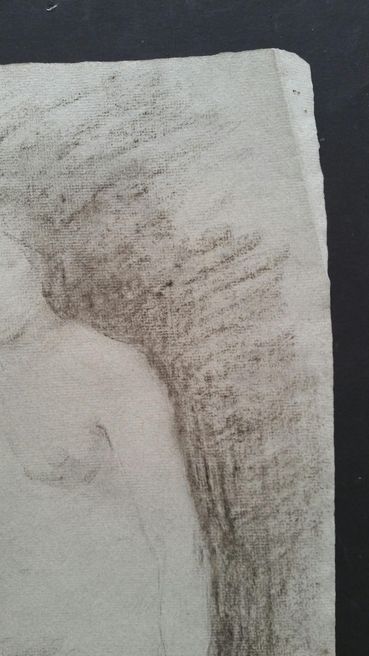 Portrait anglais en graphite d'une femme nue assise en vente 3