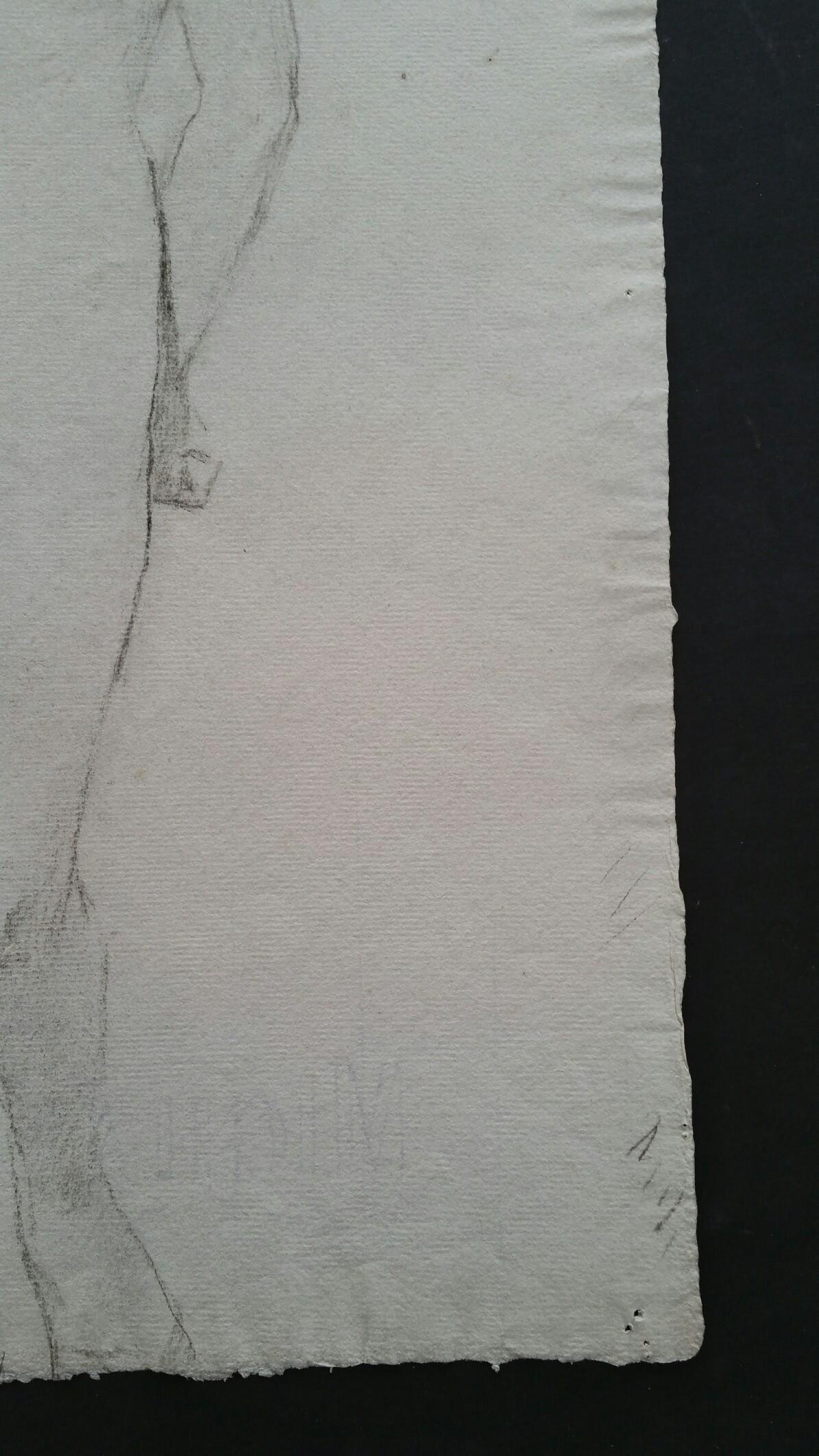 Esquisse de portrait au graphite d'une femme nue, debout, de face en vente 2