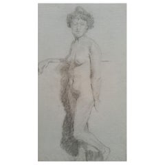 Esquisse de portrait au graphite d'une femme debout