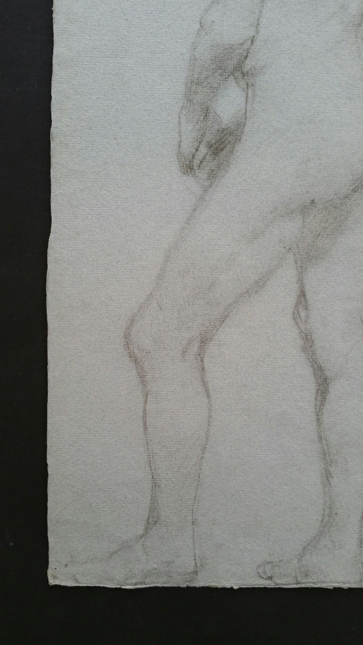 Esquisse de portrait au graphite d'un homme nu, vue de dos en vente 1