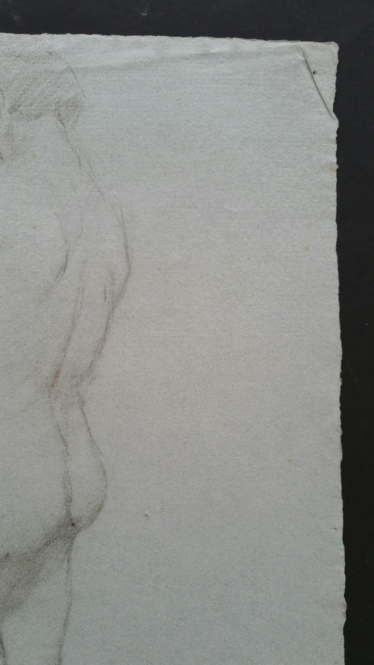 Esquisse de portrait au graphite d'un homme nu, vue de dos en vente 3